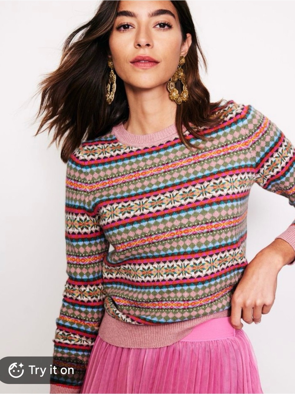 Boden Edie Fair Isle jumper sweater L NWT